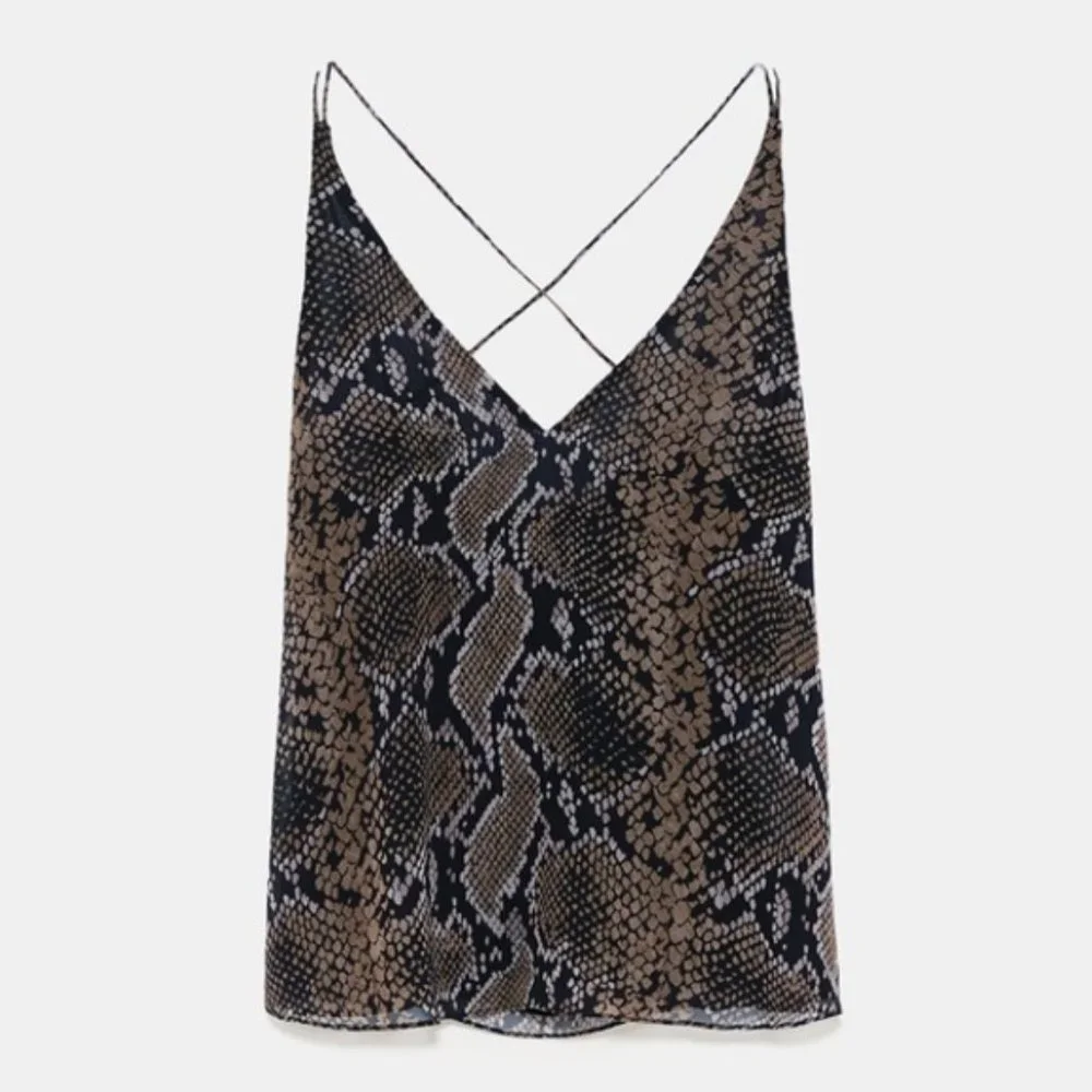 Zara Snake Print Strappy Flowy Tank Top, NWT, S - Picture 12 of 13